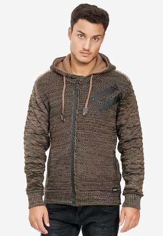 Rusty Neal Knit Cardigan in Brown: front