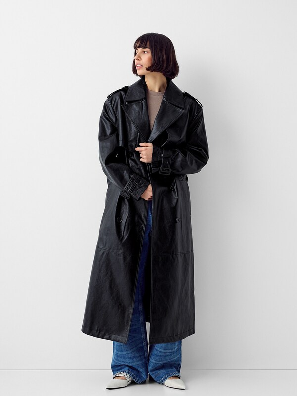 Bershka Between-Seasons Coat in Black