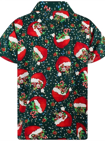 Regular fit Camicia 'Christmas Flying Hats' di King Kameha in verde