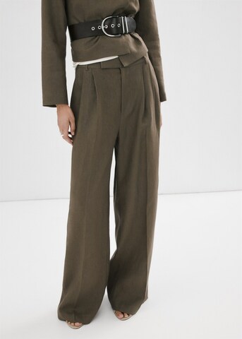 MANGO Regular Pleat-Front Pants 'Listela' in Green