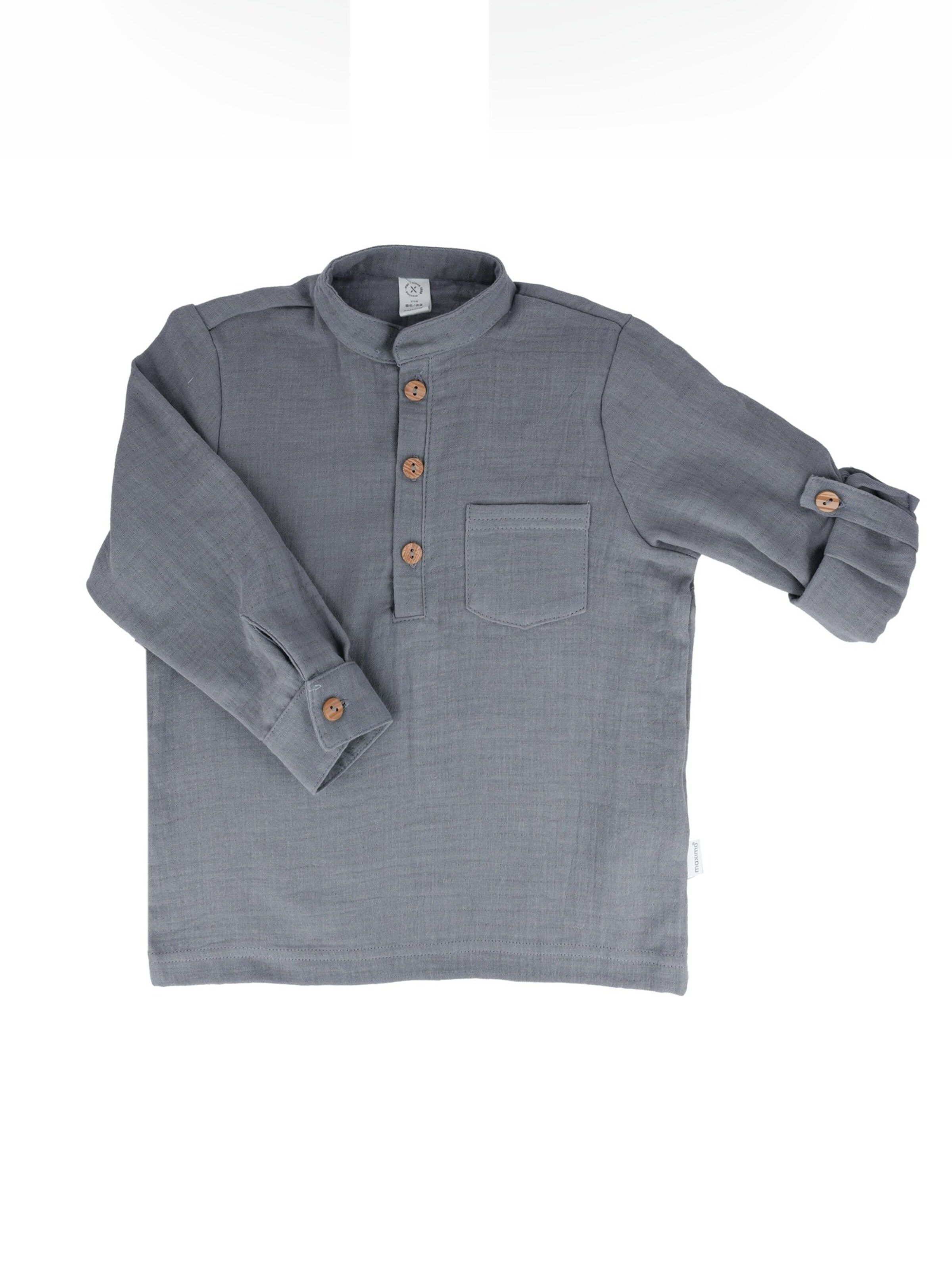 MAXIMO Shirt 'GOTS MINI BOY-Hemd, langer Arm Musselinstoff'‌ in Blau: Vorderseite