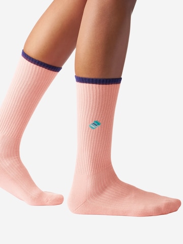 Von Jungfeld Socken 'Mix & Match Tennis mit Stickmotiven' in Pink