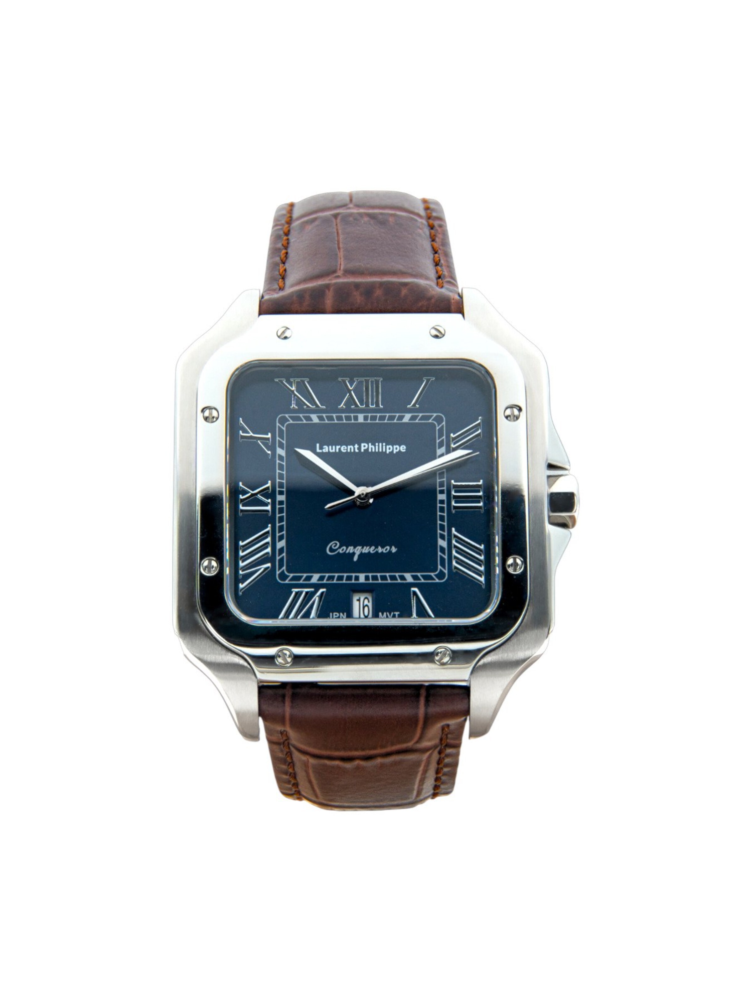 Laurent Philippe - Reloj analógico 'Conqueror Burmese Blue – Brun du Palais Edition' en marrón: frente