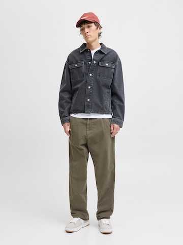 JACK & JONES Wide Leg Hose 'JPSTALEX EMBER' in Grau