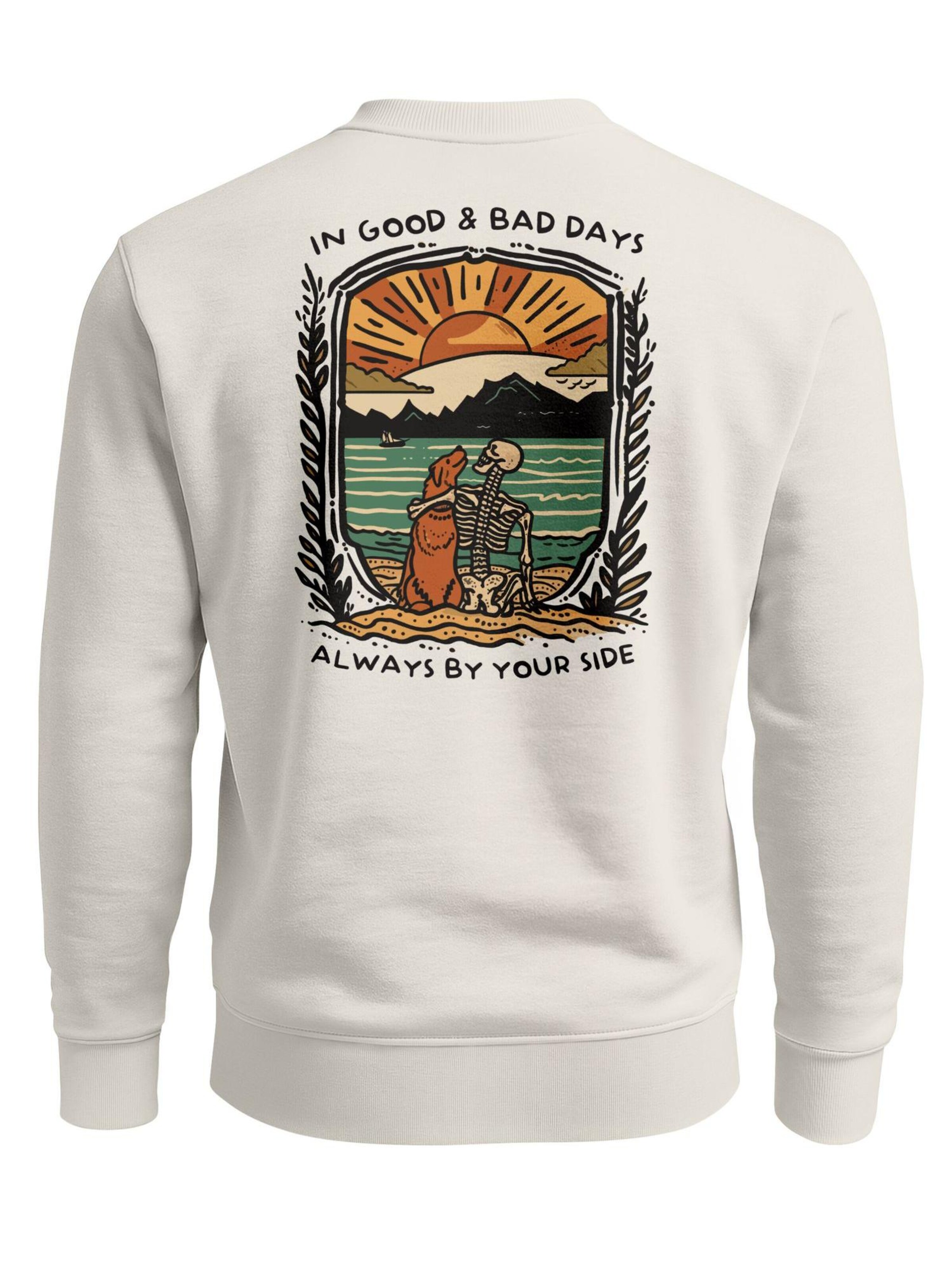 Neverless Sweatshirt 'Alway by your side' in Beige