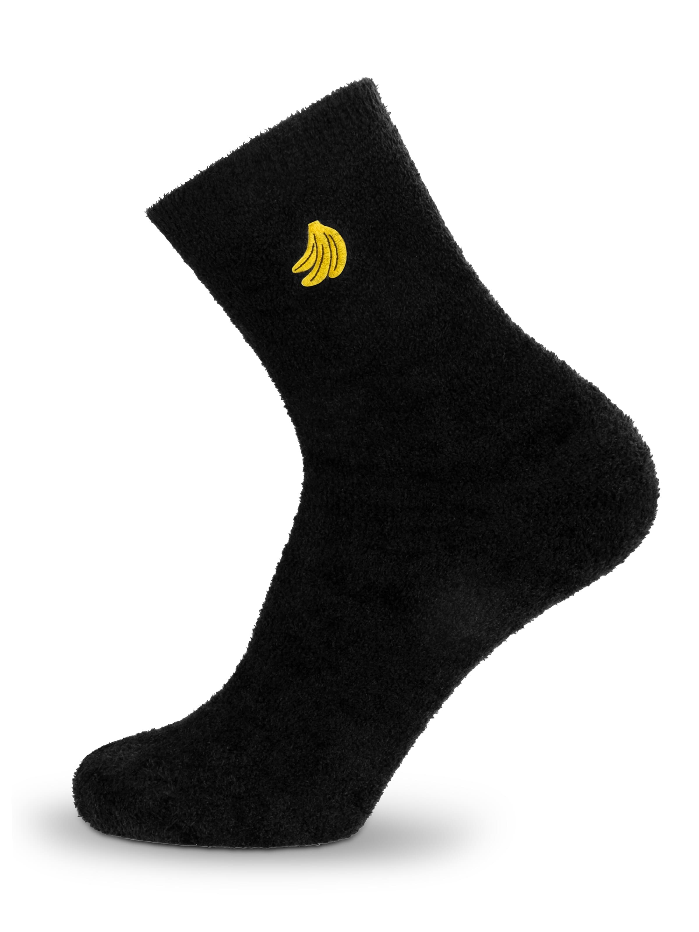 Calzino 'Kuschelsocken mit Icon Stickerei Herz Avocado Banane' di Circle Five in nero