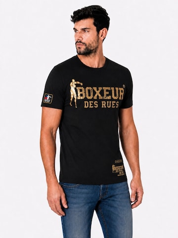 Boxeur des Rues Shirt 'Herren T-Shirt Slim Fit Boxeur des Rues, Schwarz, Goldenes Logo, Premium-Baumwolle' in Zwart