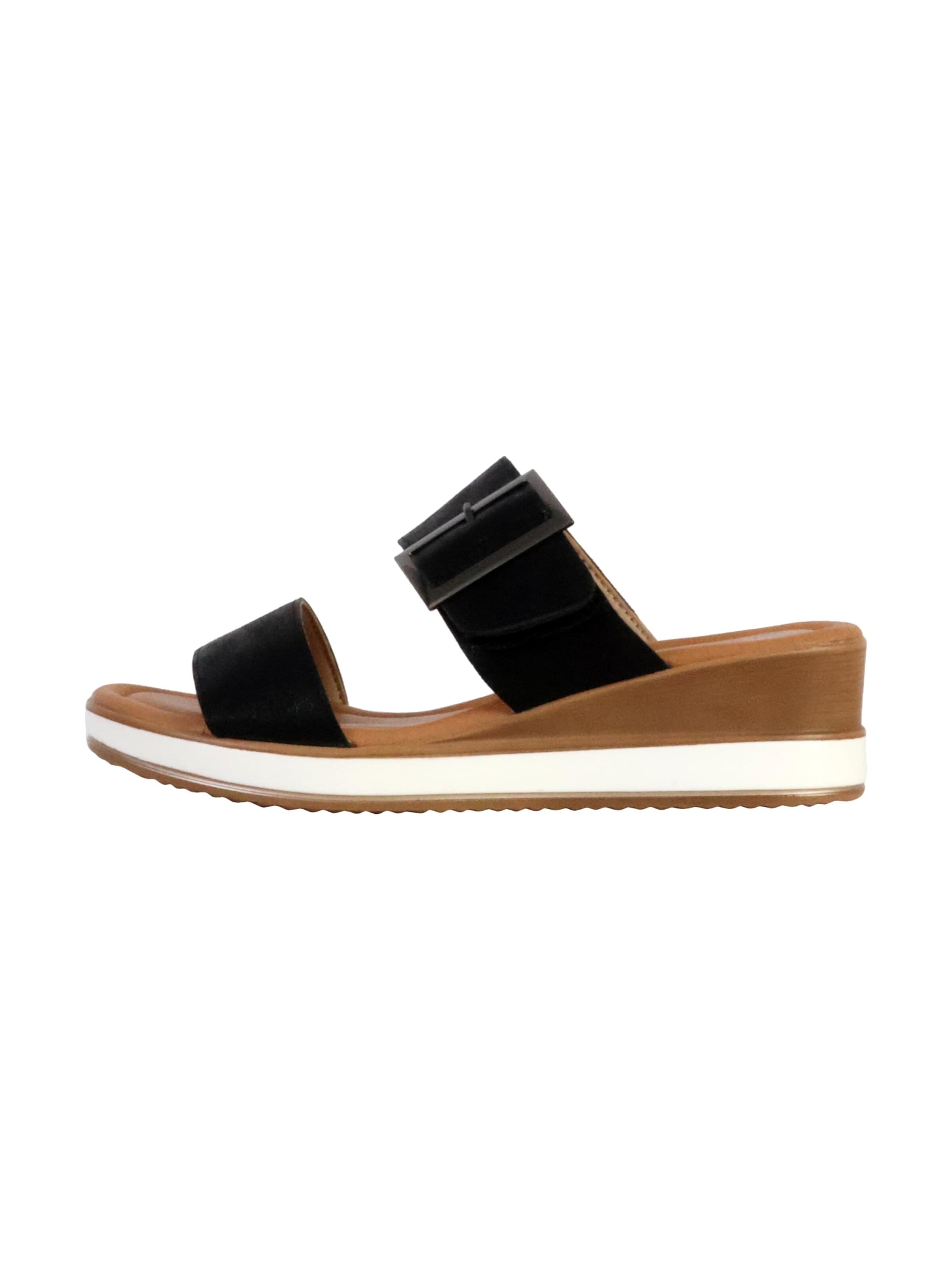 The Divine Factory Mules 'Pantoletten mit Keilabsatz zum Hineinschlüpfen' in Black: front