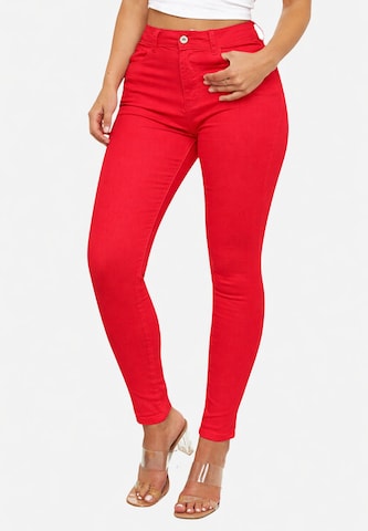 Elara Skinny Jeans in Rood: voorkant
