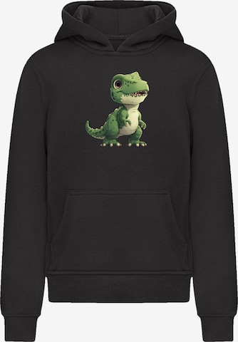 F4NT4STIC Sweatshirt 'Süßer grüner Dino' in Black: front