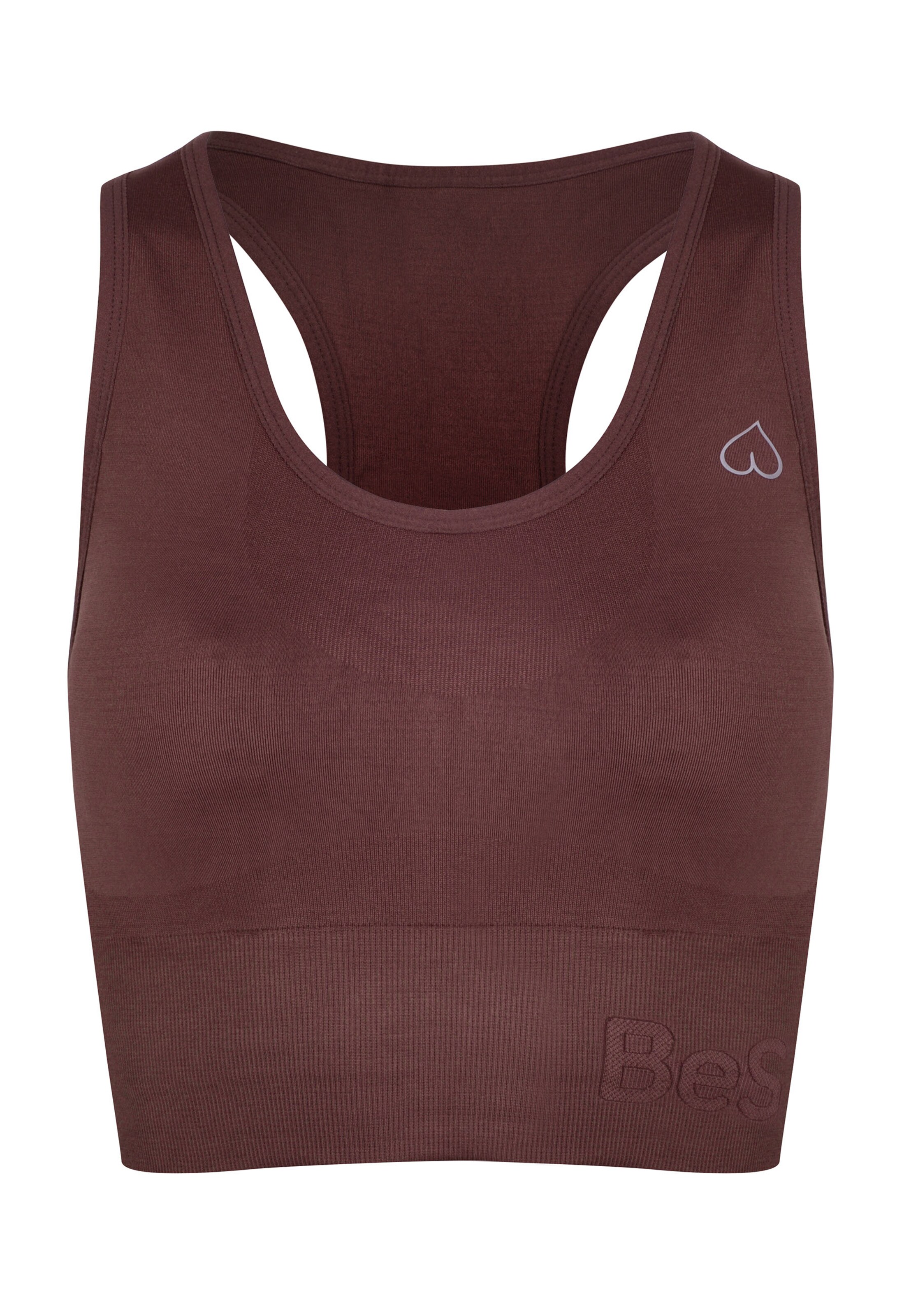 BeShaped Bustier Sport-BH 'Body Boost' in Braun: Vorderseite