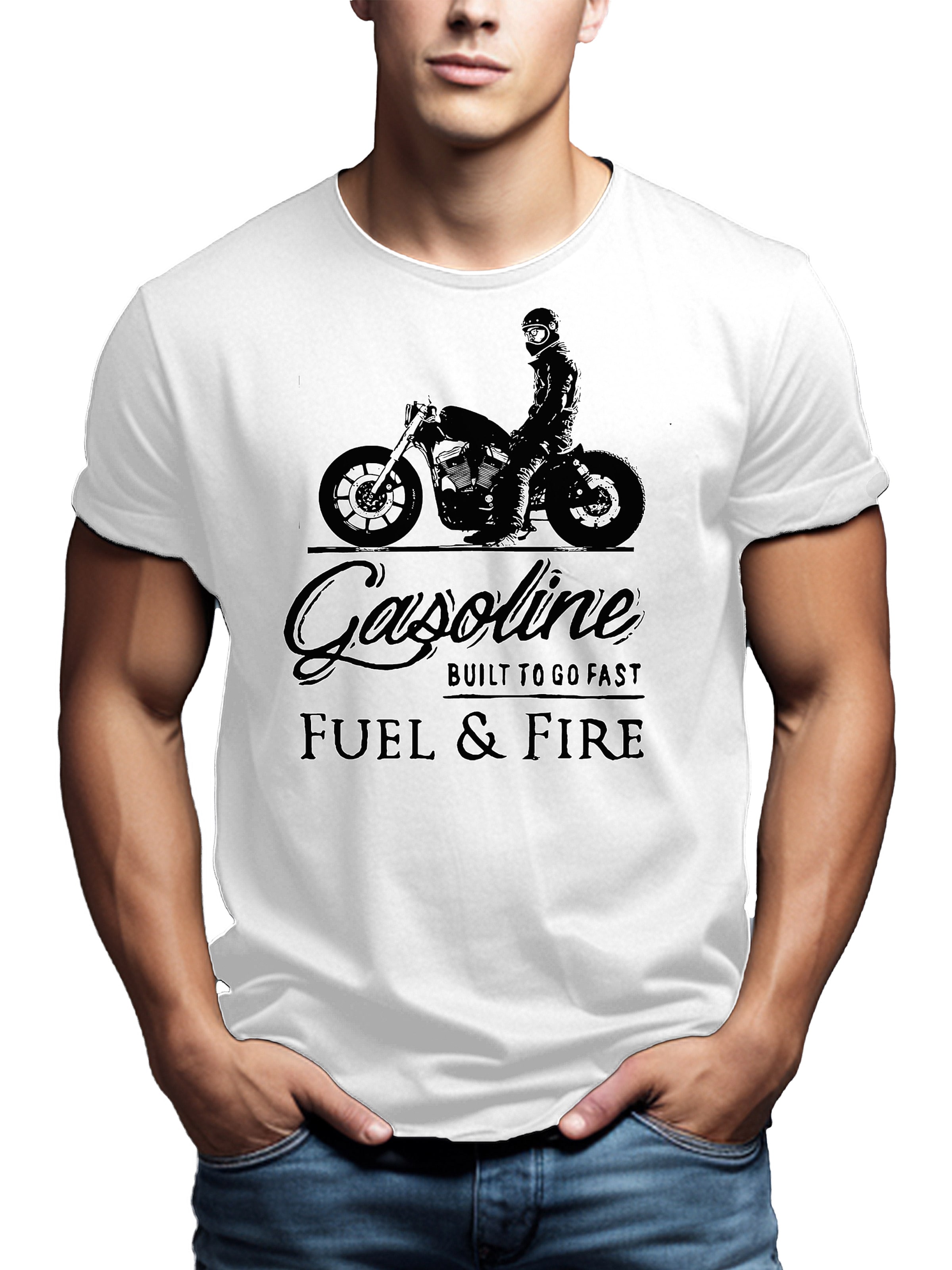 MAKAYA Shirt 'Gasoline Biker' in White
