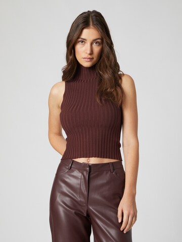 LENI KLUM x ABOUT YOU Knitted Top 'Daphne' in Brown: front