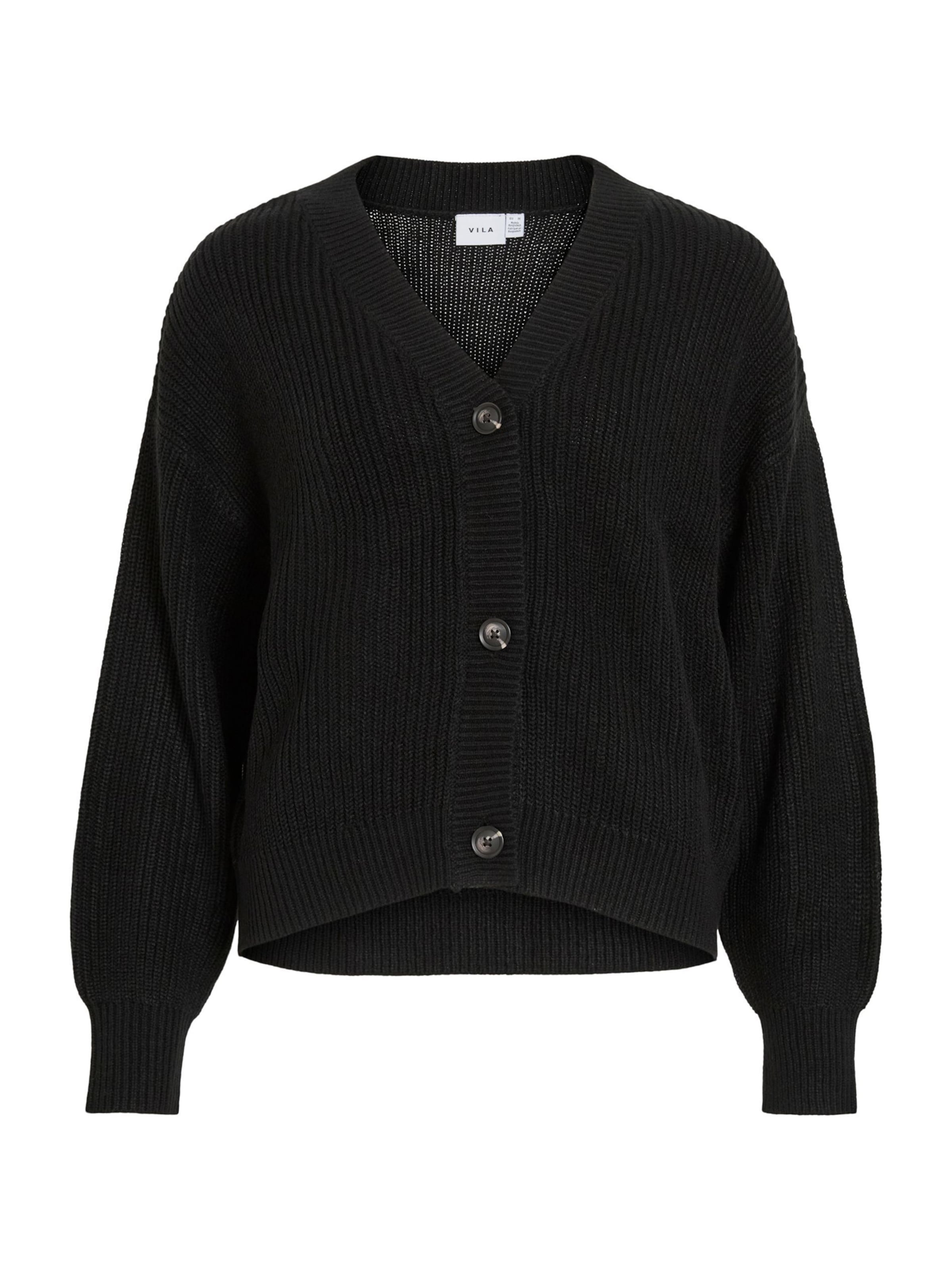 VILA Πλεκτή ζακέτα 'VILOU' σε μαύρο: μπροστά