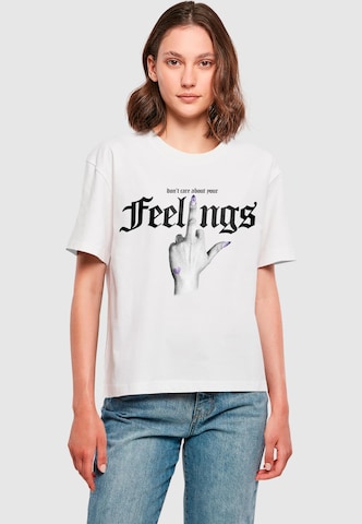 Miss Tee Shirt 'Don't Care' in White: front