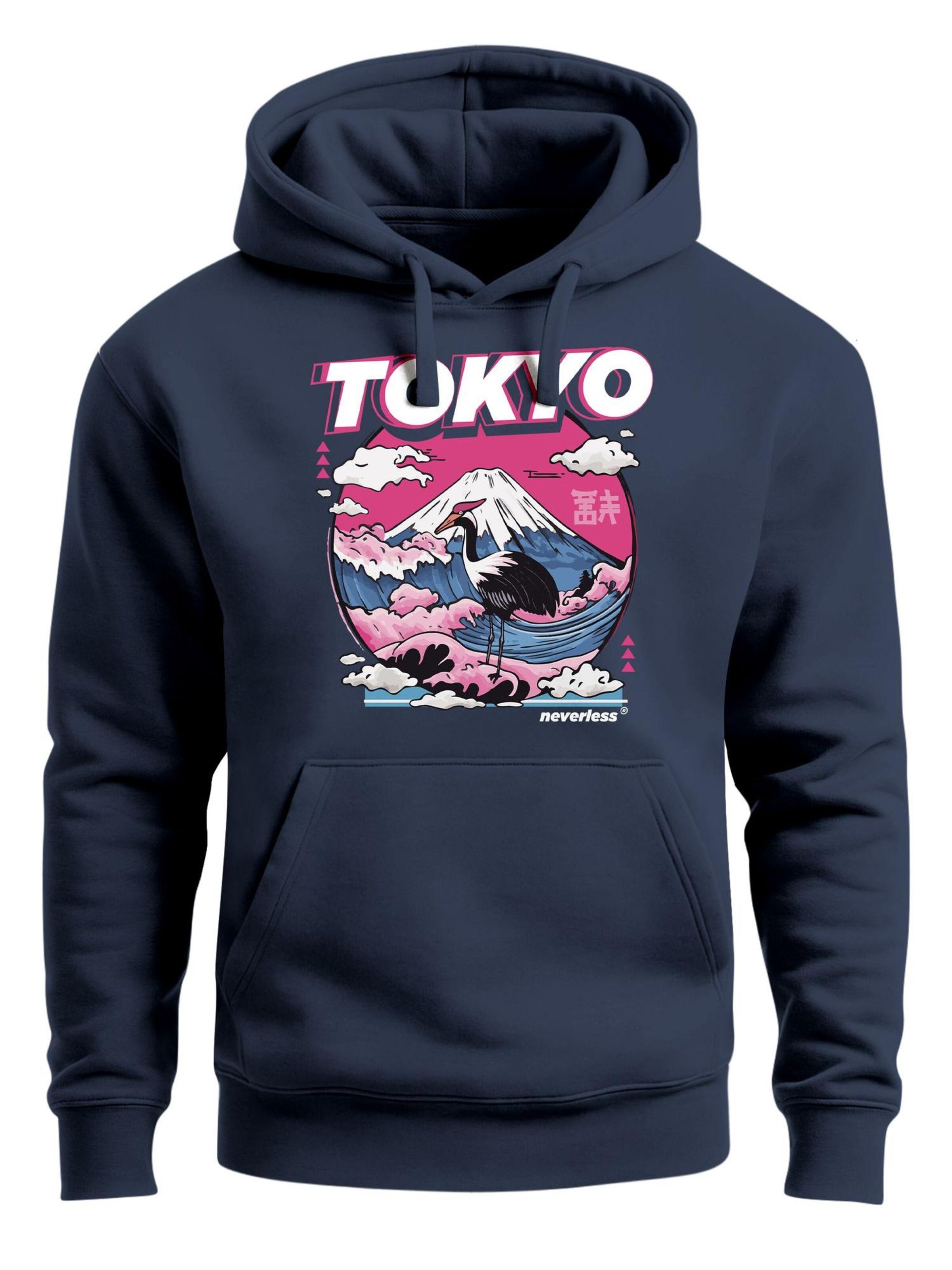 Neverless Sweatshirt 'Tokyo Fuji' in Blue: front