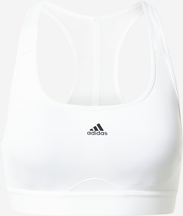 ADIDAS PERFORMANCE Sports Bra 'Powerreact Medium-Support' in White: front
