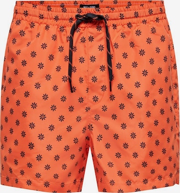 Shorts de bain Only & Sons en orange : devant