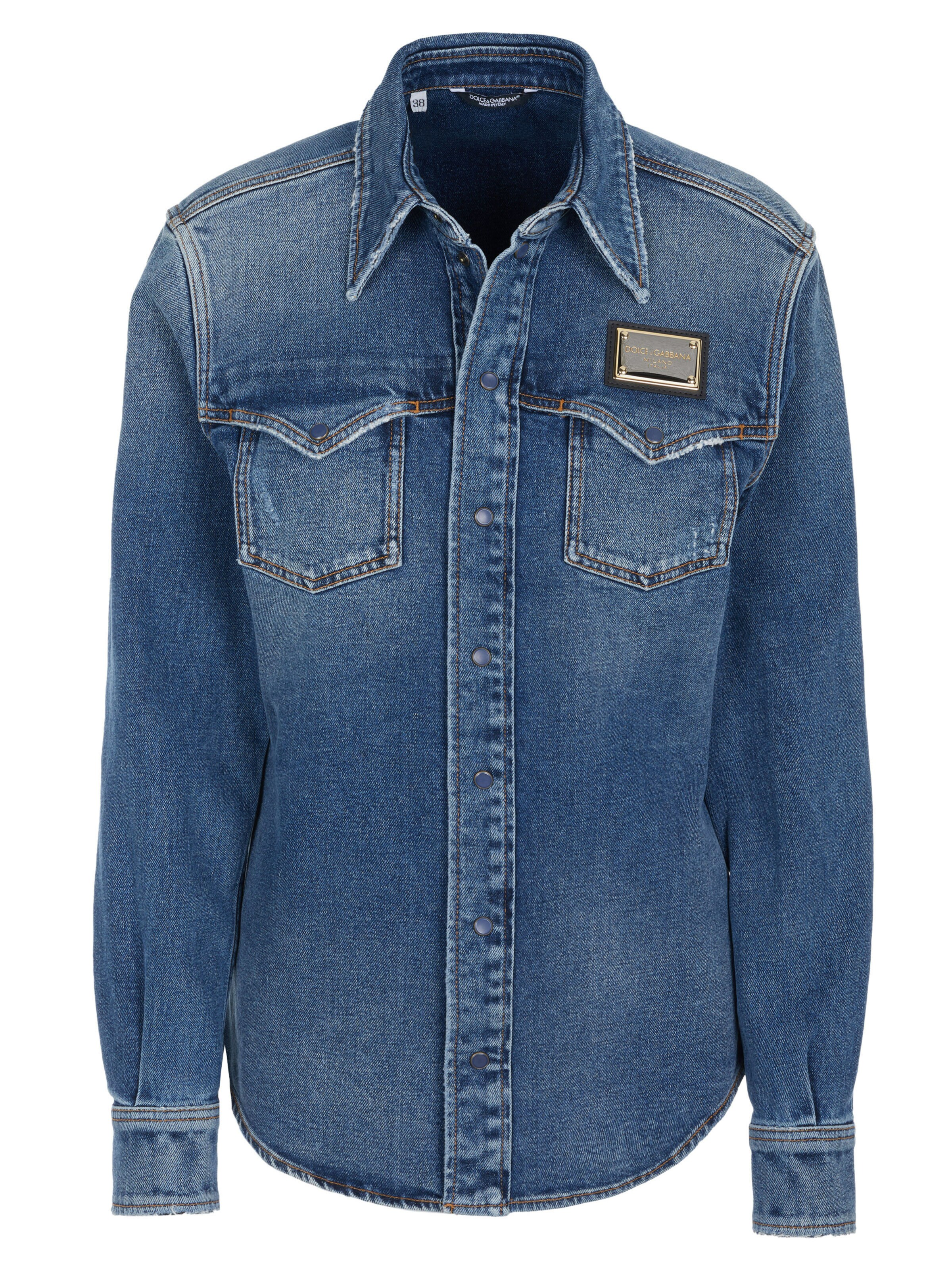 DOLCE & GABBANA Button Up Shirt in M in Blue denim, Item view