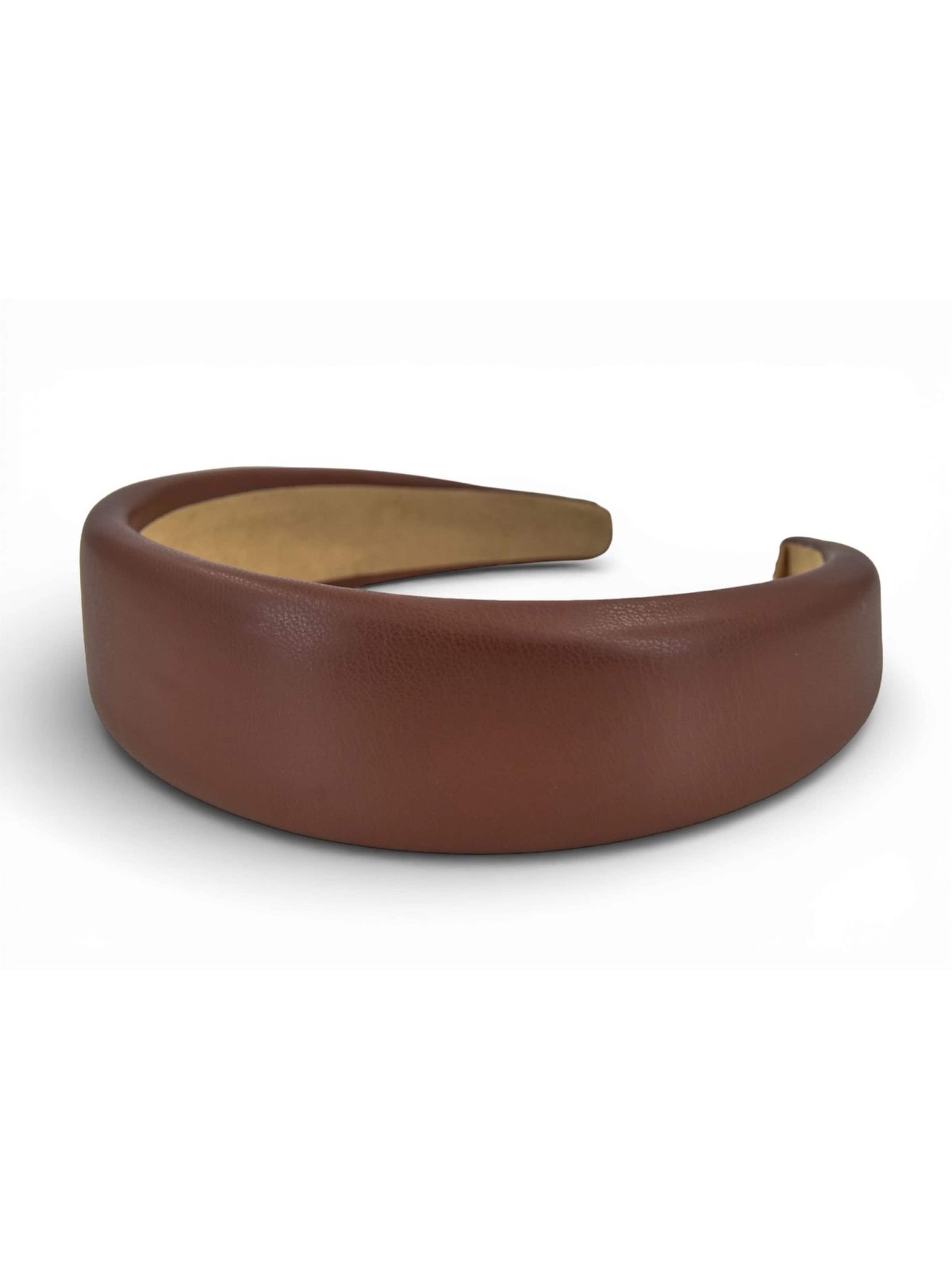 styleBREAKER Hair Jewelry 'Haarreif Kunstleder Optik Breit' in Brown: front