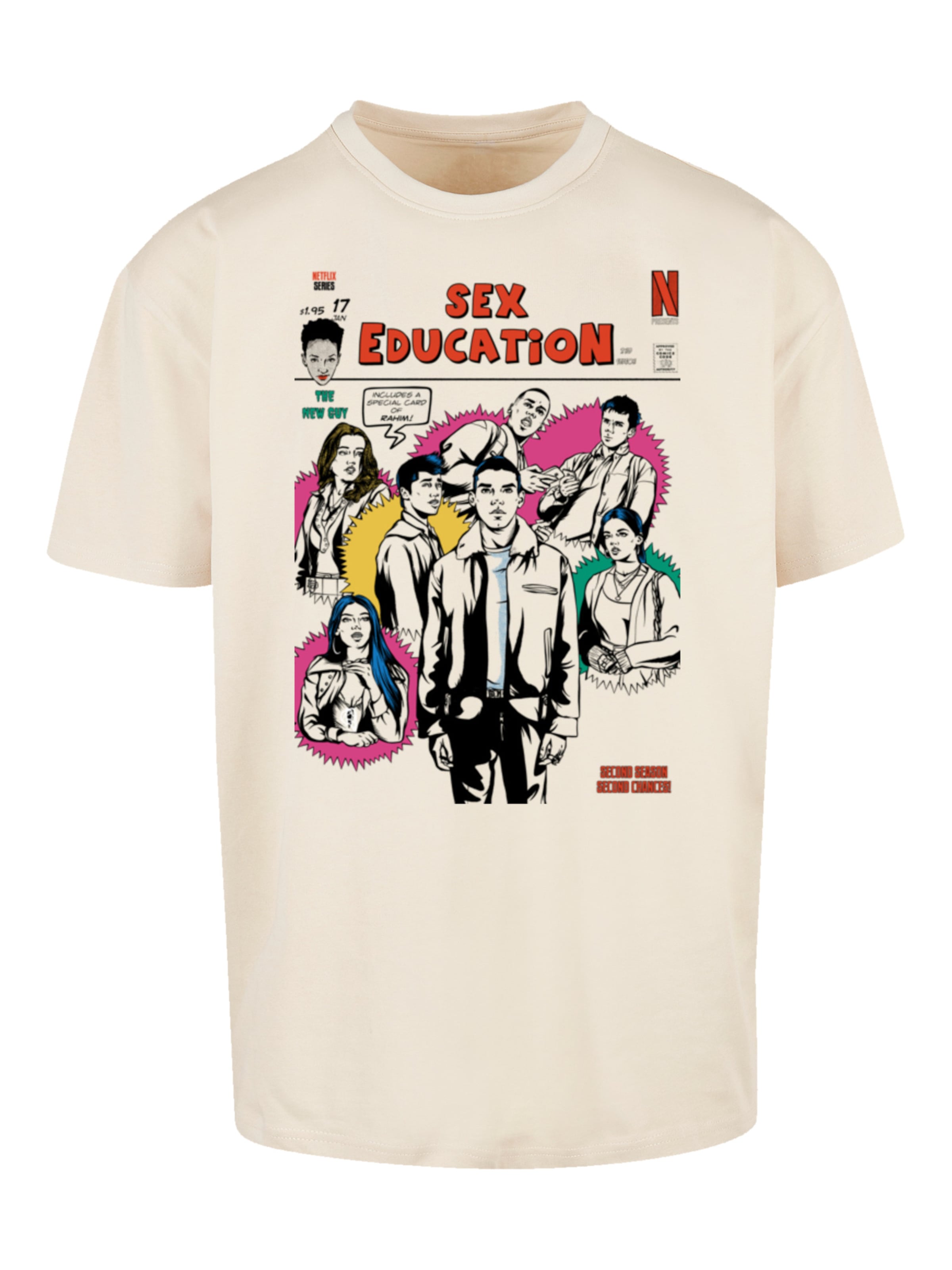 T-Shirt 'Sex Education Magazine Netflix TV Series' F4NT4STIC en beige : devant