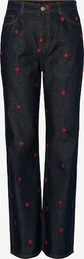 Jeans 'PCJAVA' PIECES pe albastru închis / verde închis / roșu, Vizualizare produs