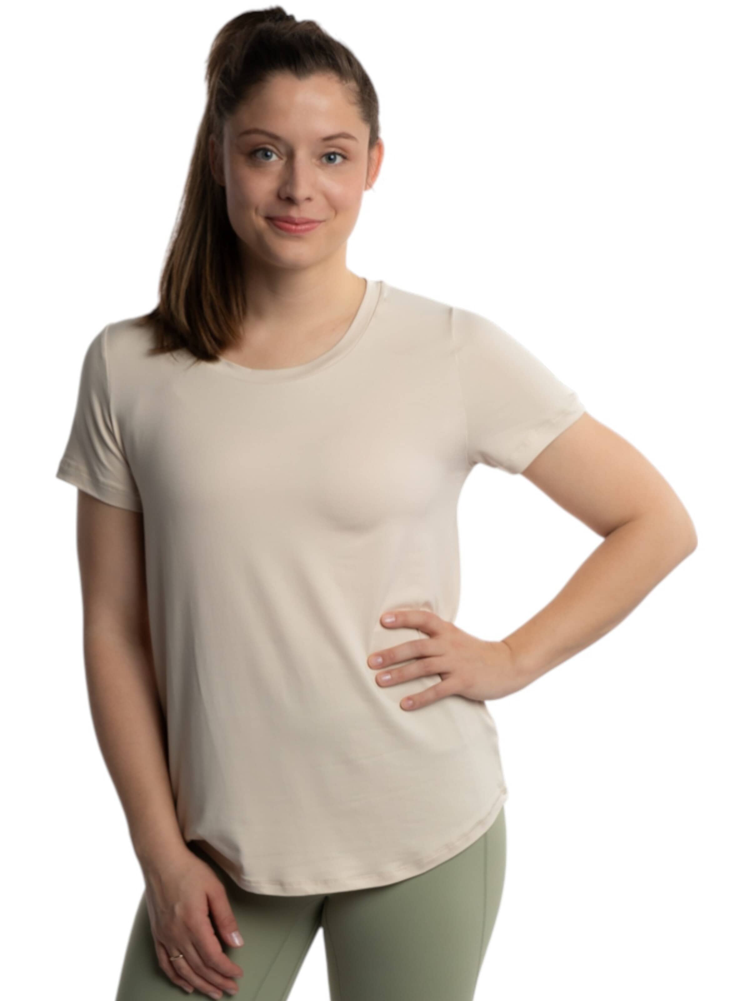 mymotus Performance Shirt 'mymotus® , ladies fitness T-Shirt, YW22' in Beige: front