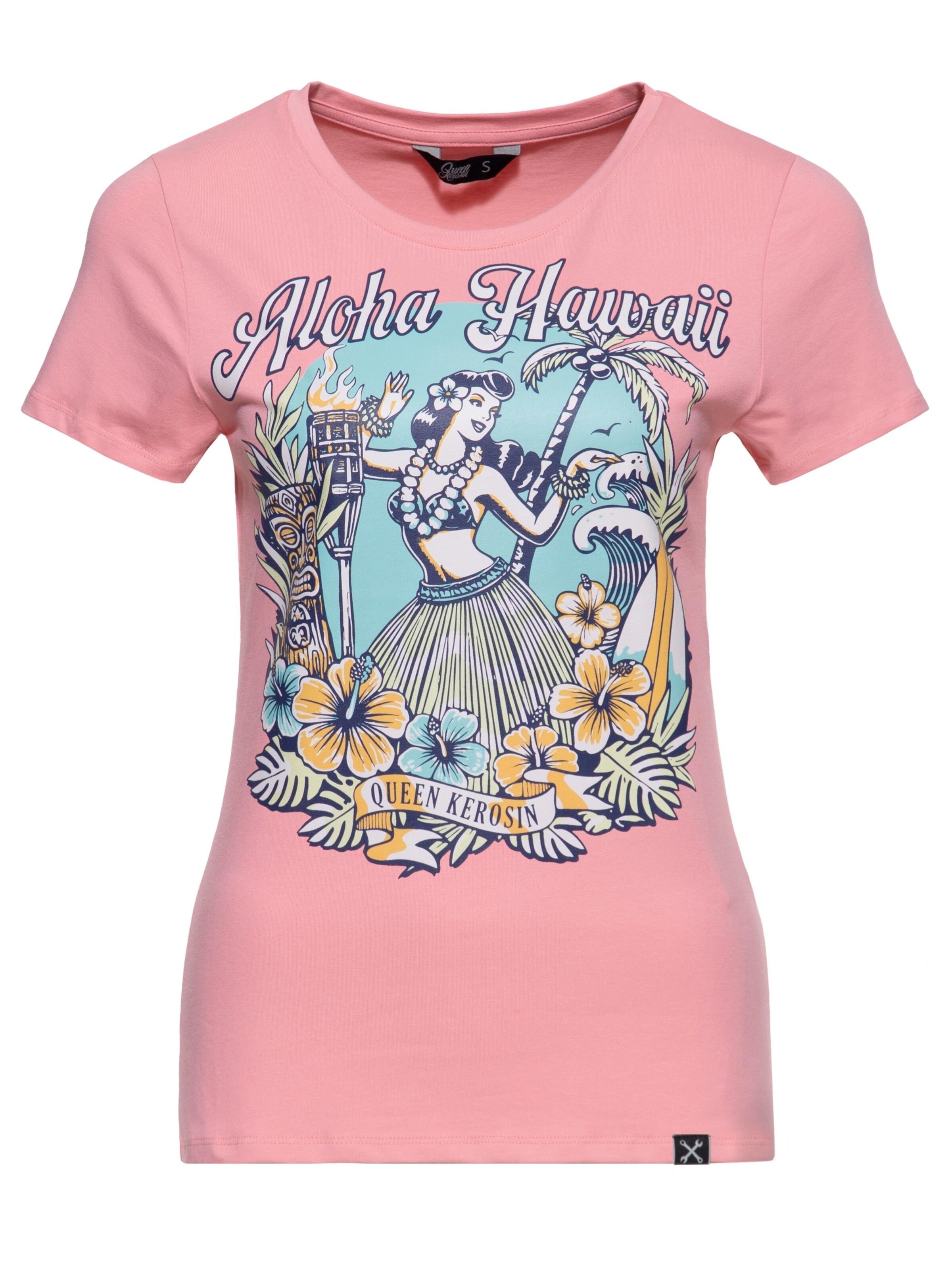 Queen Kerosin Shirt 'Aloha Hawaii' in Pink: front