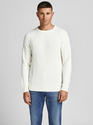 JACK & JONES Sweater 'Pannel' in White: front