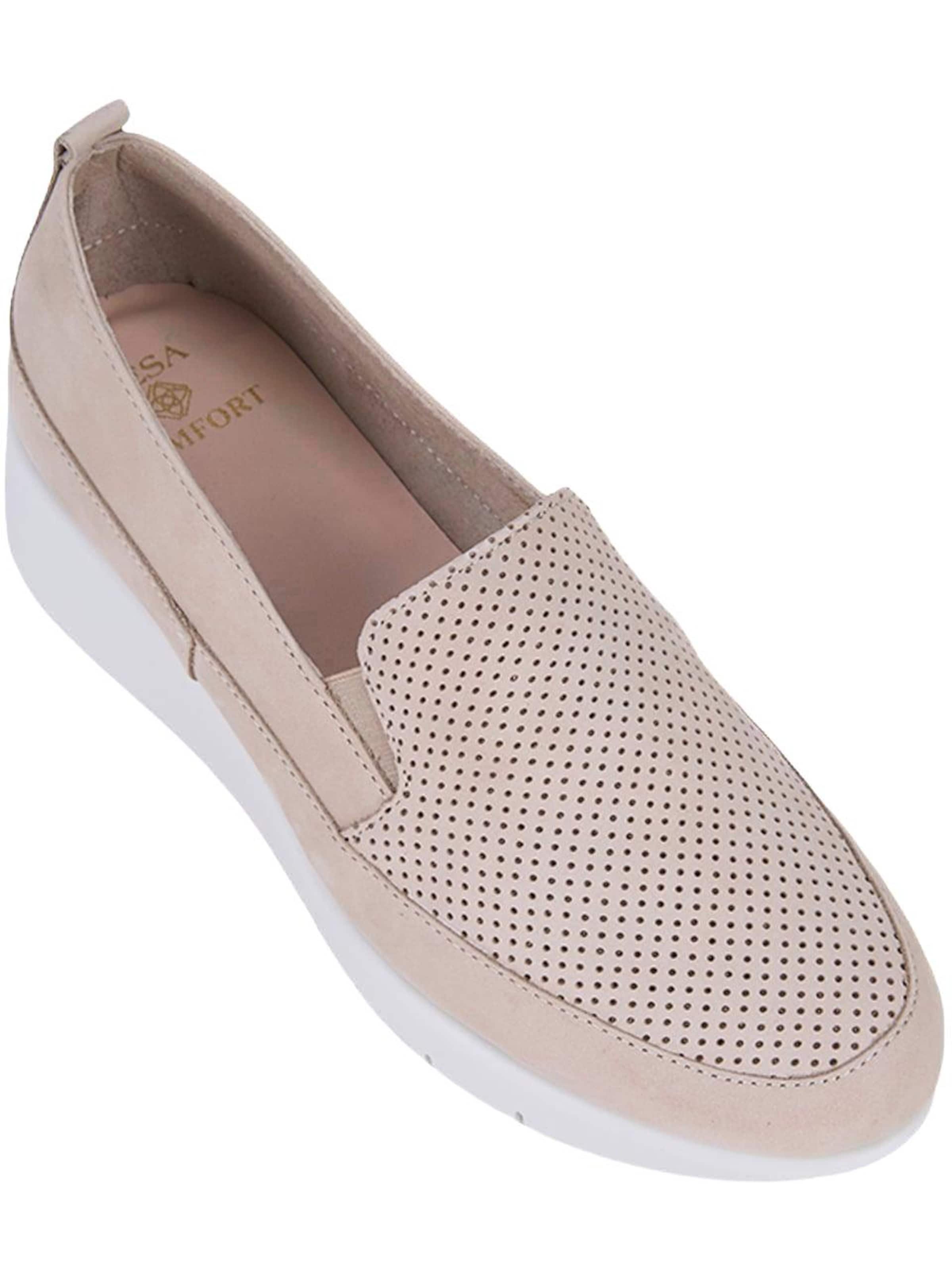 Desa - Zapatos bajos 'DESA Damen DesaComfort Perforierte Keilschuhe aus Leder' en beige