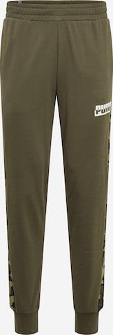 PUMA - Tapered Pantalón deportivo en verde: frente