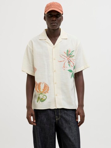 JACK & JONES Comfort fit Button Up Shirt 'JORLuke Retiro' in White: front