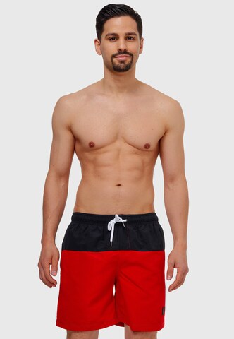 Shorts de bain 'Pruitt' INDICODE JEANS en rouge