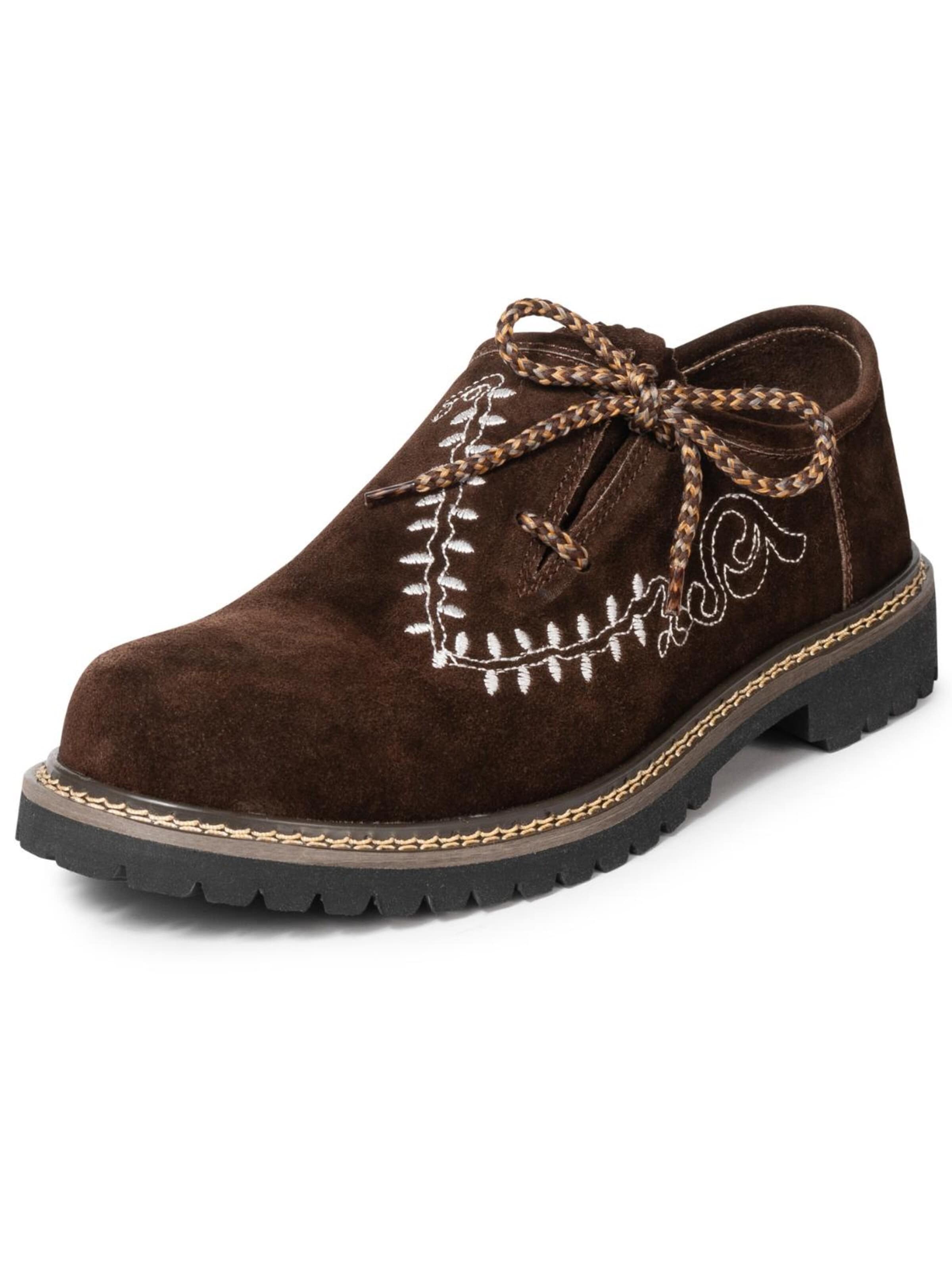 Paulgos Trachtenschuh 'PAULGOS Trachtenschuhe Echt Leder Haferlschuhe Haferl Stickerei in 4 Farben Gr. 39-47'‌‌‌‌‌‌‌‌‌‌ in Braun: Vorderseite