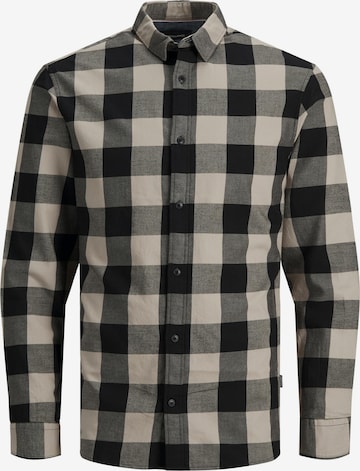 JACK & JONES Button Up Shirt 'Gingham' in Grey: front
