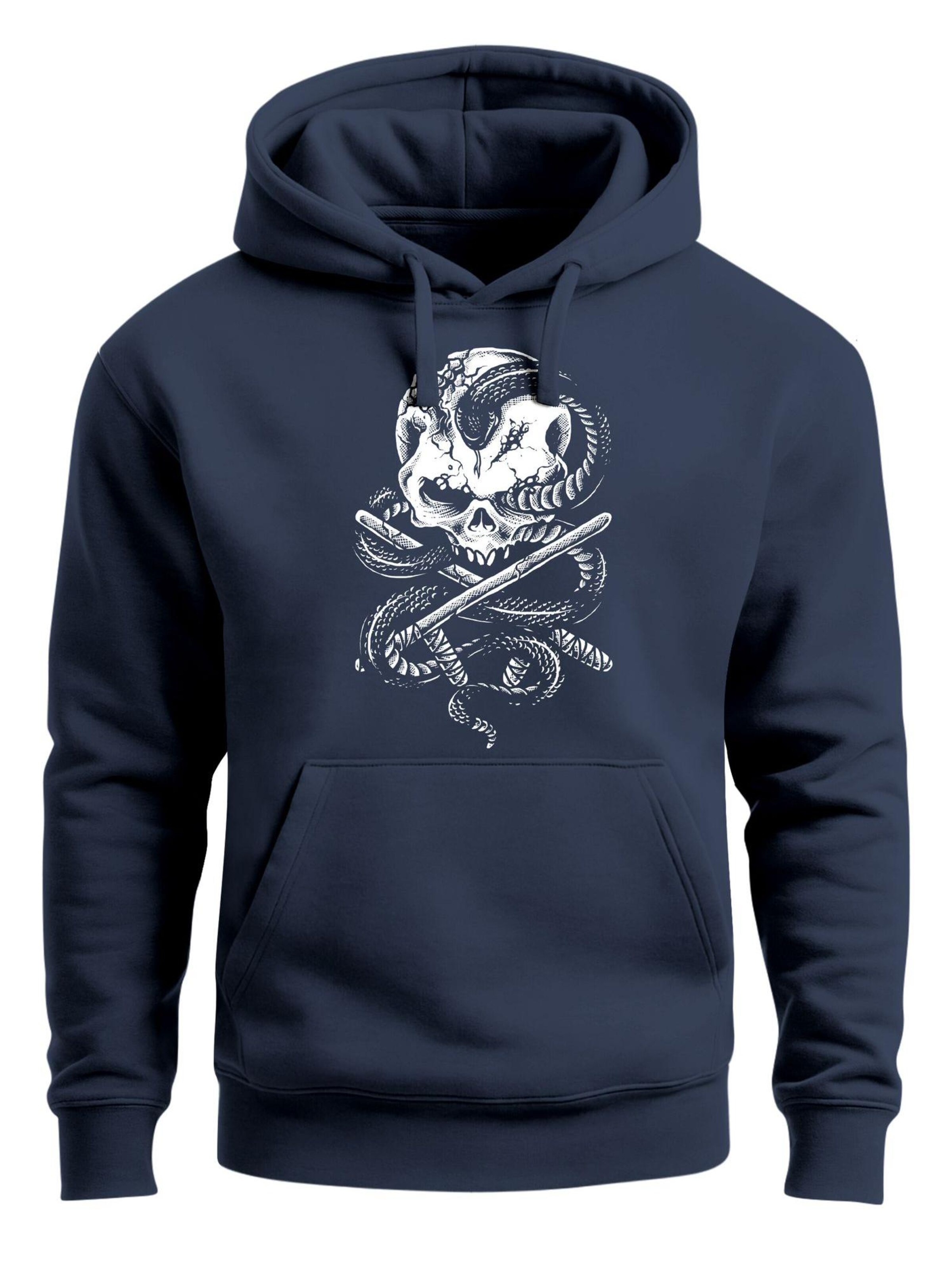 Neverless Sweatshirt 'Skull Snake' in Blue: front
