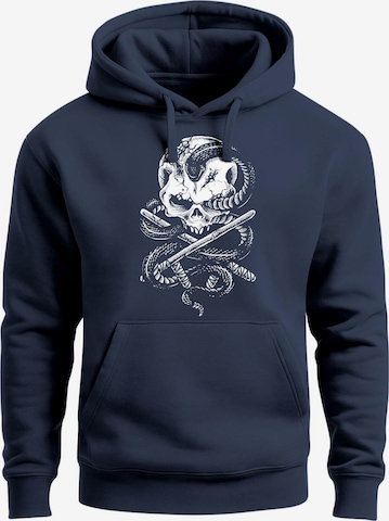 Neverless Sweatshirt 'Skull Snake' in Blau: Vorderseite