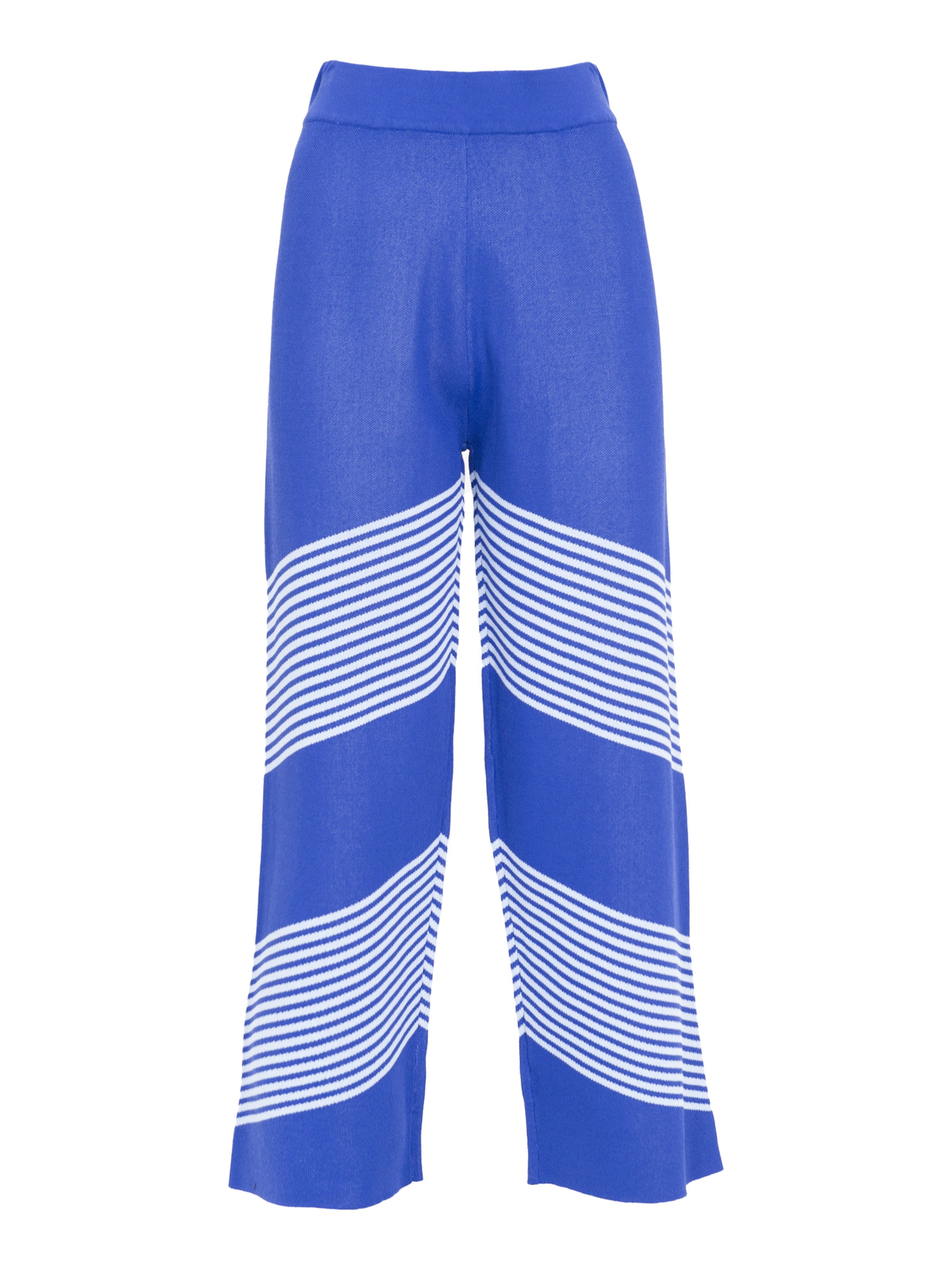 Influencer Loosefit Housut 'Striped knit pants' värissä sininen: etupuoli
