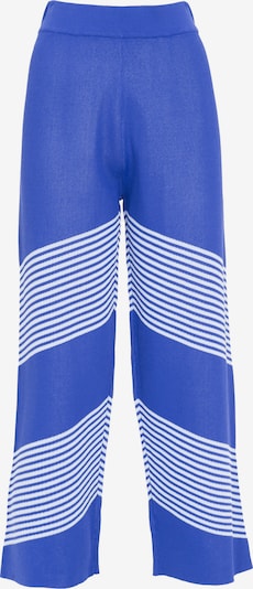 Influencer Pantalon 'Striped knit pants' en bleu roi / blanc, Vue avec produit