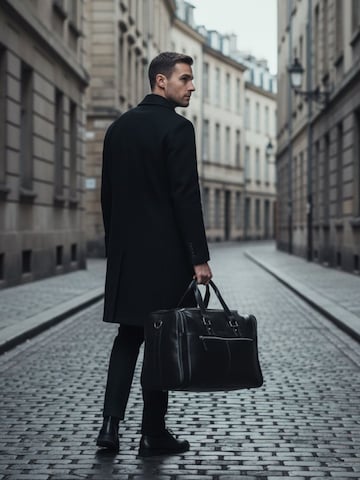 NEGOTIA Leather Weekender 'Marent' in Black: front