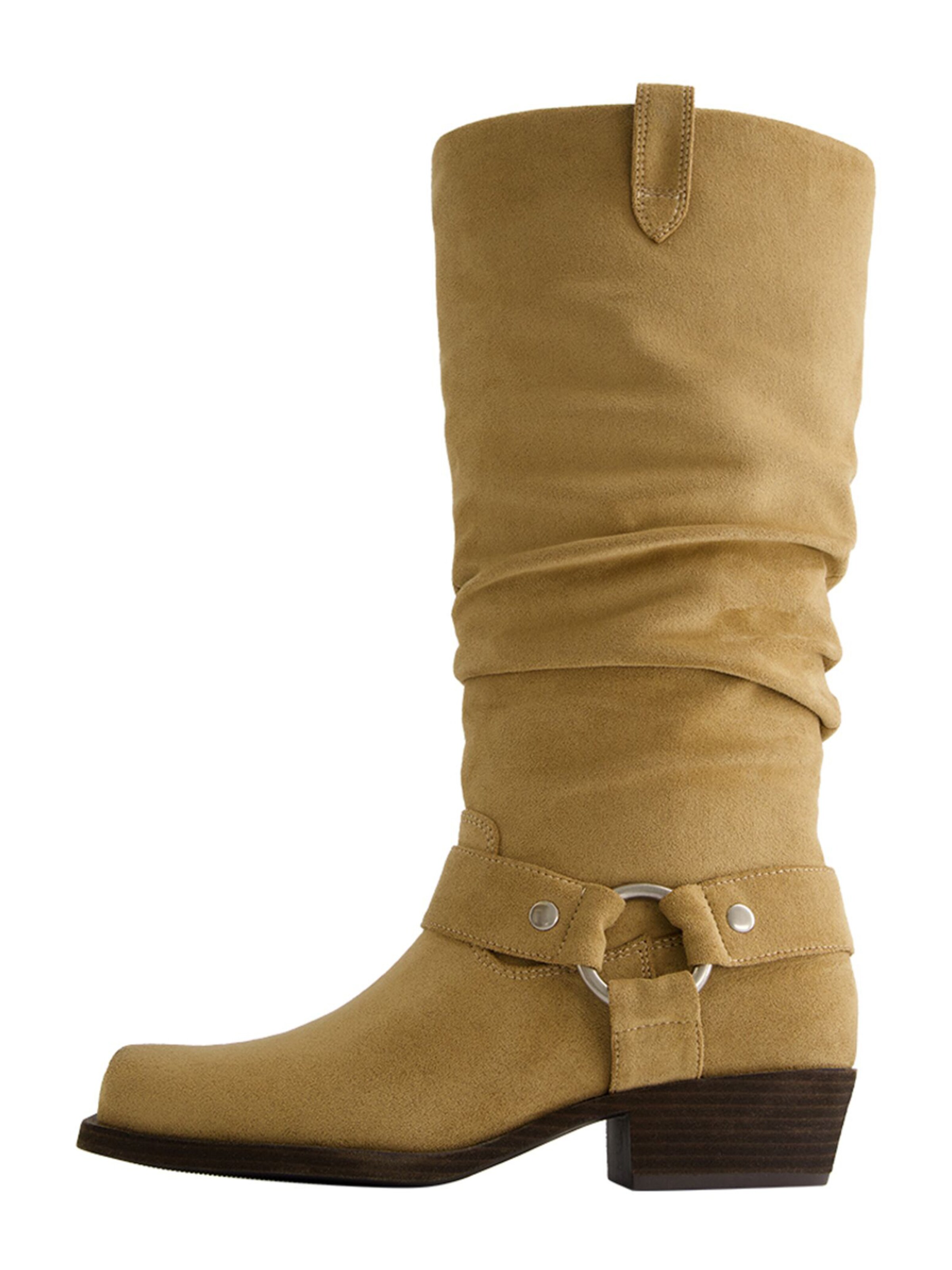 Bershka Cowboy boot in Beige