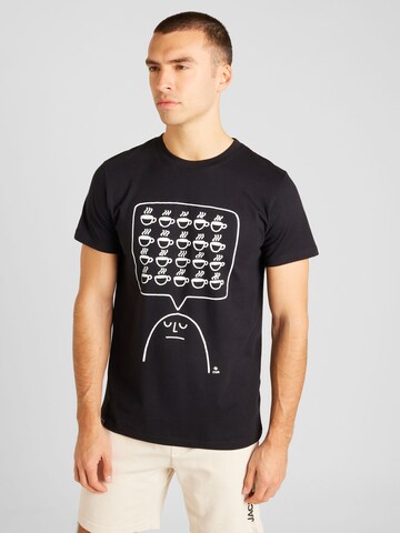 DEDICATED. Shirt 'Stockholm Coffee Mind' in Zwart: voorkant