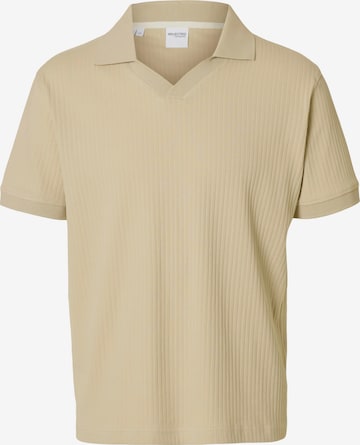 SELECTED T-shirt 'SLHTRISTAN' i beige: framsida