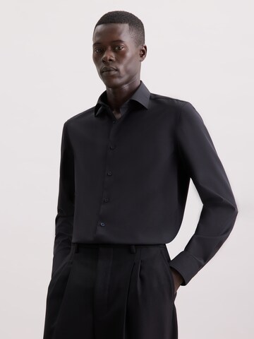 Coupe slim Chemise business 'Schwarze Rose' SEIDENSTICKER en noir : devant