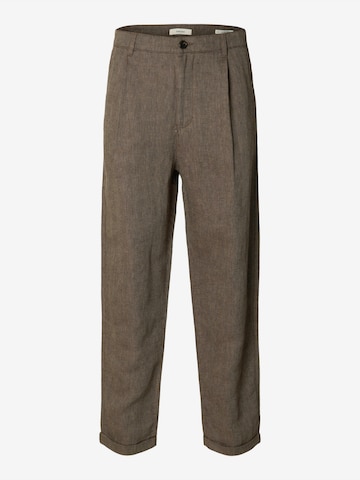 SELECTED Bandplooibroek in Bruin: voorkant