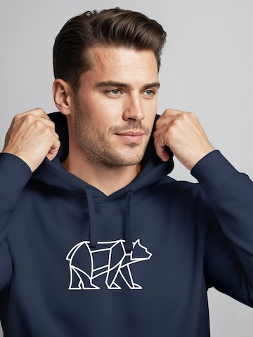 Neverless Sweatshirt 'Bär Lineart Polygon' in Blau