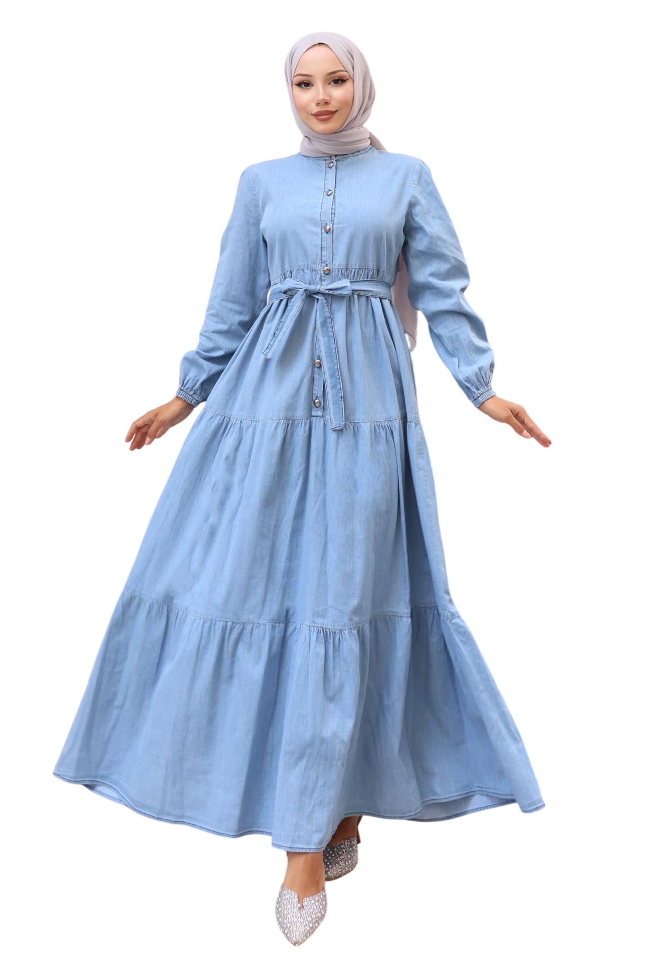 MODAMIHRAM Blousejurk in Blauw: voorkant