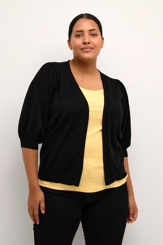 KAFFE CURVE Knit Cardigan 'KCdalina' in Black: front