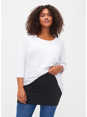 Zizzi Shirt 'EXTENDER' in Zwart: voorkant