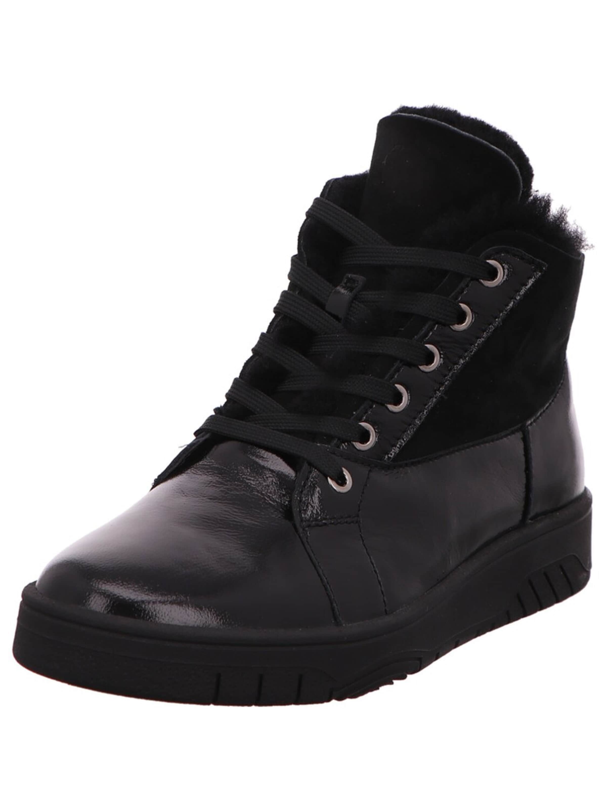 WALDLÄUFER Boots 'Stiefel Damen 754801-200-001 Lackleder in schwarz'‌‌‌‌‌‌‌‌ in Schwarz: Vorderseite